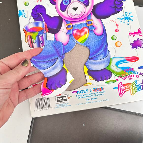 Vintage 90's Lisa Frank Painter Bear Puzzle Tray Panda - Picture 5 of 7